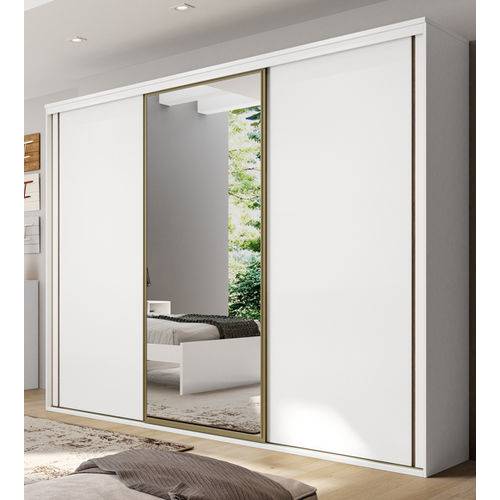 Roupeiro Inovatto 3 Portas Porta Espelho Branco 2,27m 510160 Belmax