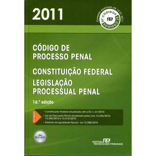 Rt Codigo 2011: Codigo de Processo Penal, Constitu