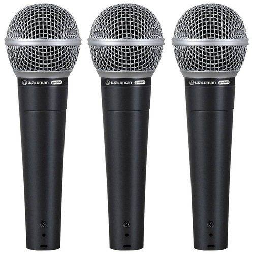 S 580 3p - Kit C/ 3 Microfones C/ Fio de Mão S5803p Waldman