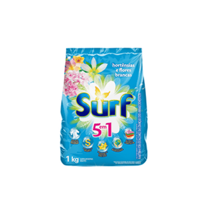 Sabão em Pó 5 em 1 Hortências e Flores Brancas 1kg Surf
