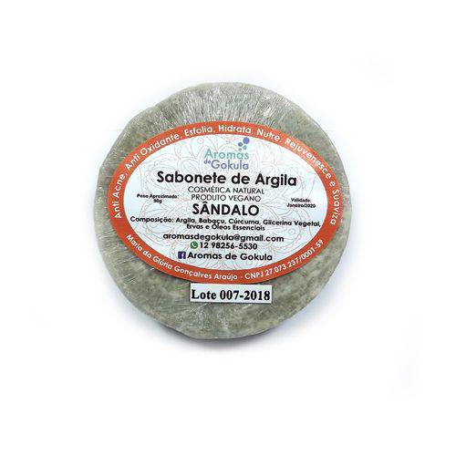 Sabonete de Argila com Sândalo Aromas de Gokula 90g