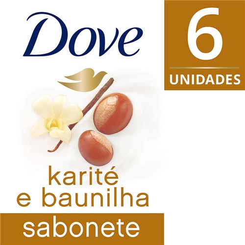 Sabonete em Barra Dove Delicious Care Karité Leve Mais Pague Menos com 6 Unidades de 90g Cada