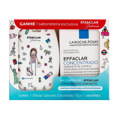 Sabonete Facial em Barra Effaclar Concentrado La Roche-Posay 70g + Grátis 1 Saboneteira Desenhos Sortidos