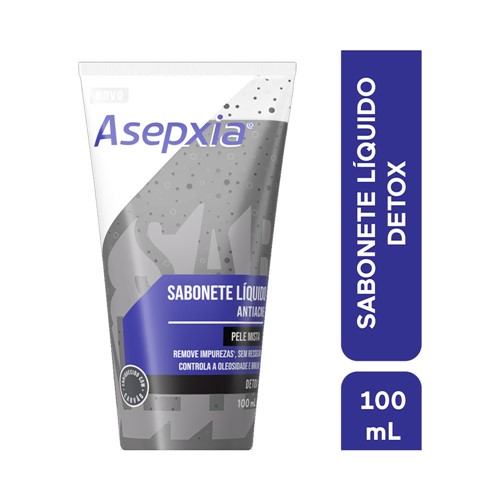 Sabonete Líquido Antiacne Asepxia Pele Mista Detox 100ml