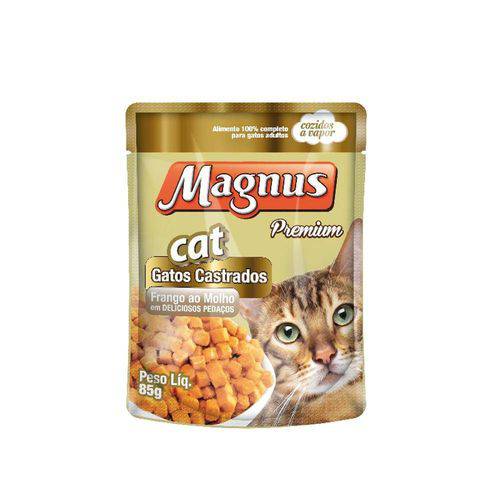 Sachê Magnus Cat Premium para Gatos Castrados Sabor Frango ao Molho - 85g