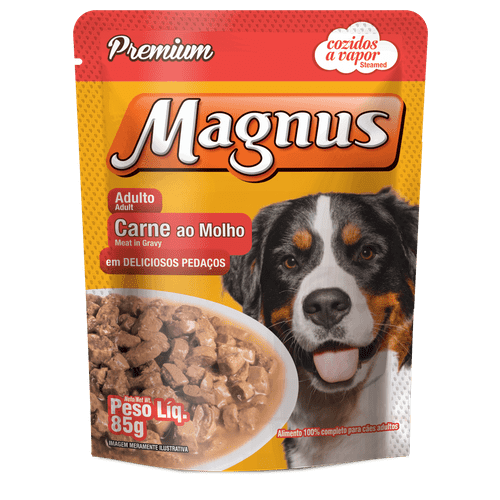 Sachê Magnus Premium Carne ao Molho para Cães Adultos 85g