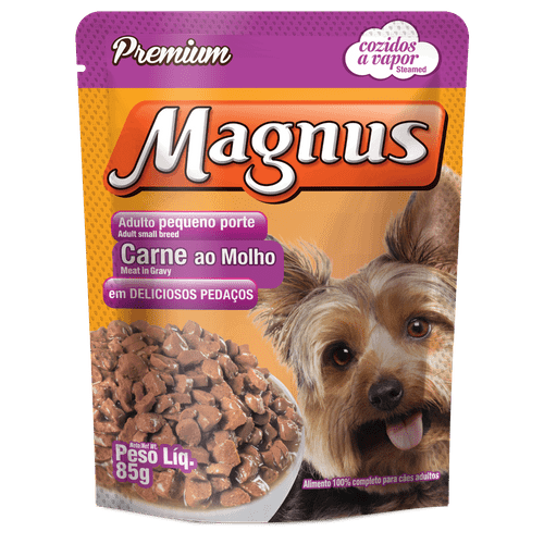 Sachê Magnus Premium Carne ao Molho para Cães Adultos de Raças Pequenas 85g