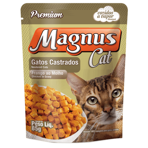 Sachê Magnus Premium Frango ao Molho para Gatos Castrados Adultos 85g