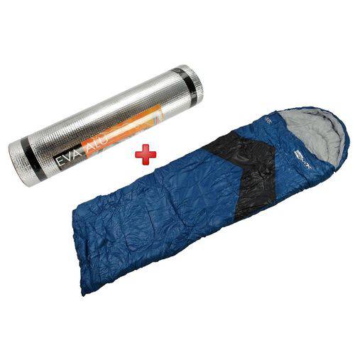 Saco de Dormir Nautika Viper Preto e Azul + Isolante Térmico Nautika
