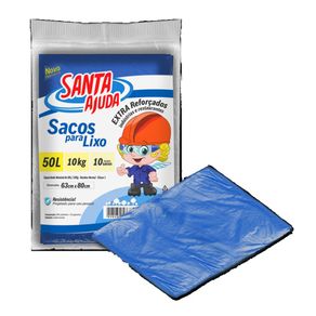 Saco de Lixo Azul Santa Ajuda 50Litros