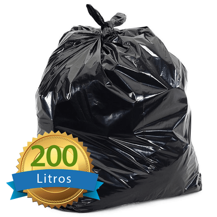 Saco de Lixo Preto Reforçado 200L com 60 Unidades 92x120cm