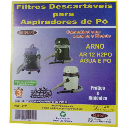 Saco Desc Aspirador de Pó Arno Ar12 / H2po Água e Pó com 3 Unidades