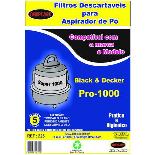Saco Descartável Aspirador de Pó Black&decker Pro1000 com 3 Unidades
