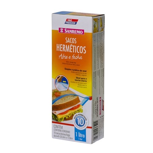 Saco Hermético Abre e Fecha 1L Vac Freezer - Sanremo - Sr375