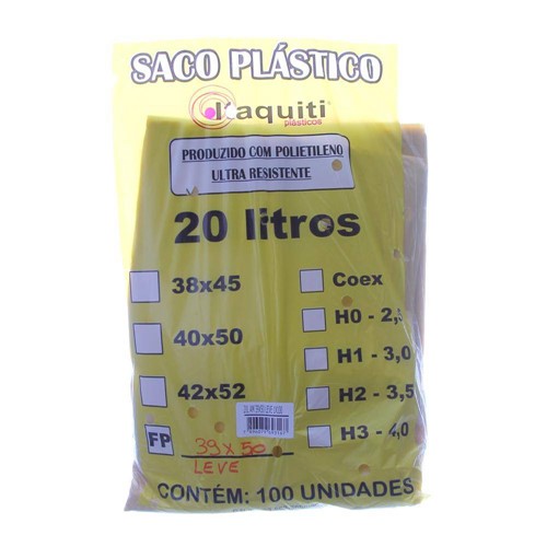 Saco para Lixo com Capacidade de 20 Litros Amarelo com 100 Unidades Itaquiti