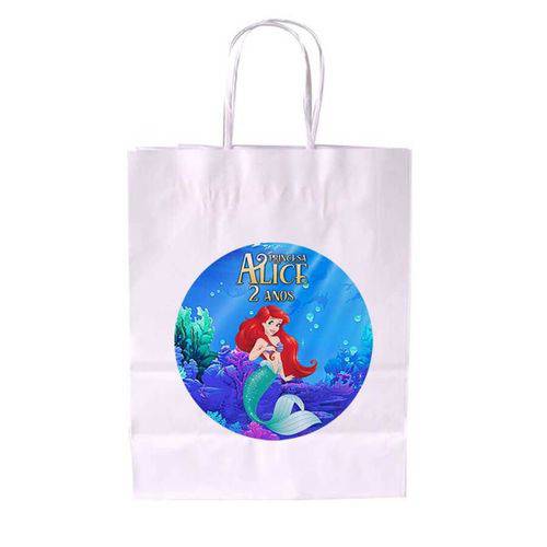 Sacola de Papel Branca Personalizada Ariel