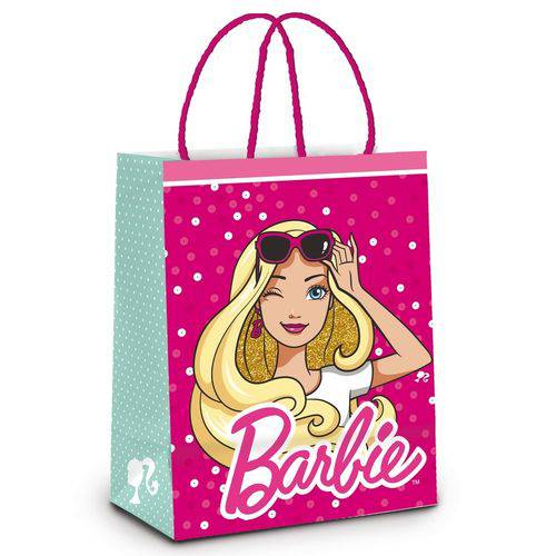 Sacola P/presente Papel Barbie Rosa 21,5x15cm C/10
