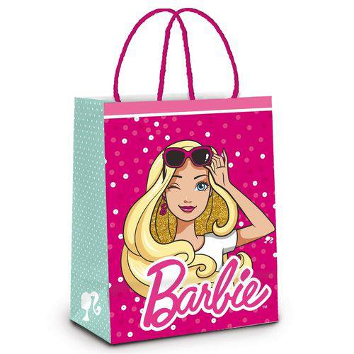 Sacola P/presente Papel Barbie Rosa 26x19,5cm C/10