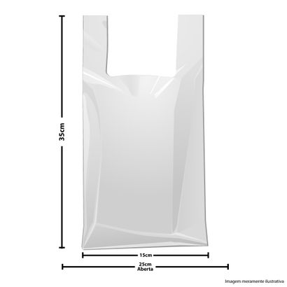 Sacola Plástica Branca Lisa de Alta Densidade com a Largura 25 X 35cm Altura