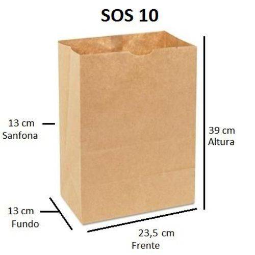 Sacos de Papel 80 G/m² - SOS 10 - Sem Alças - FARDO C/ 250 Unidades - SEM IMPRESSÃO