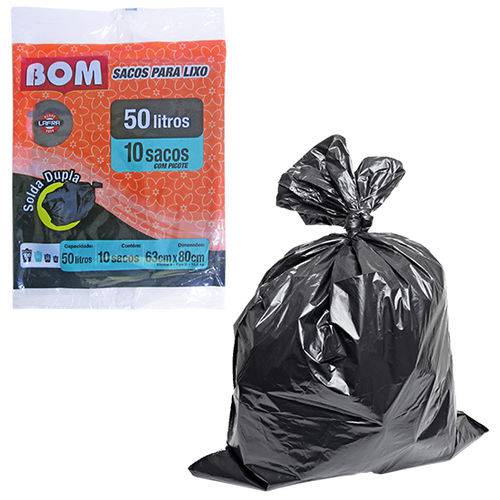 Sacos para Lixo Bom 10 Pecas 63x80cm 50l
