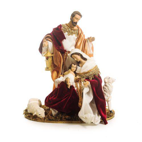 Sagrada Família Decoração Natal em Tecido 30cm Vinho