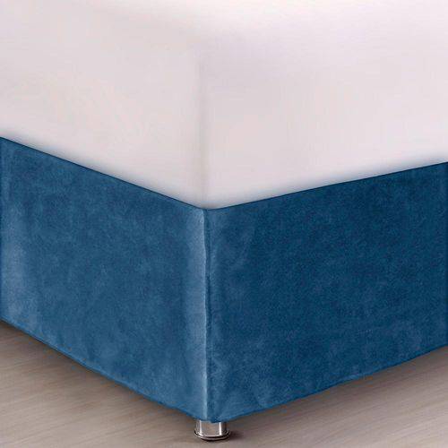 Saia Cama Box Suede Home Design - Solteiro Azul