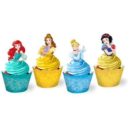 Saia Cupcake C/ Enfeite Princesas Amigas Saia para Cupcake com Enfeite Princesas Amigas - 12 Unidades