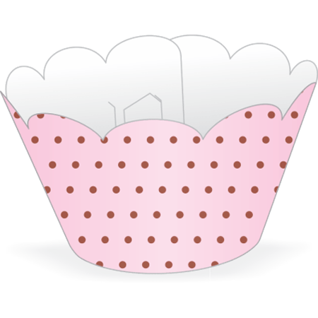 Saia para Mini Cupcake Rosa Poá Marrom - 12 Unidades