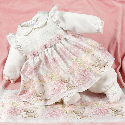 Saída de Maternidade Beth Bebê Plush Vestido Luxo Rosê
