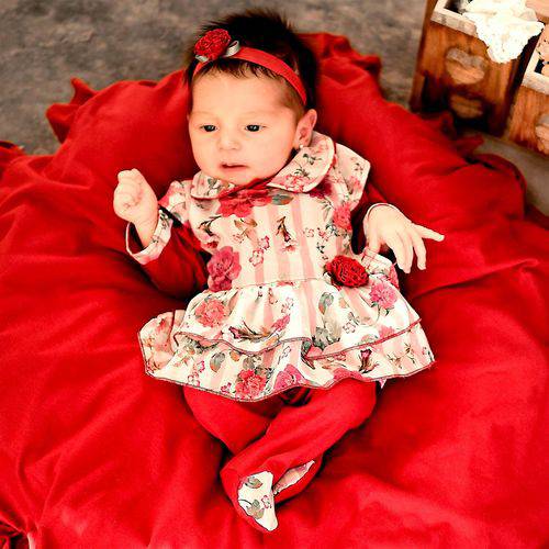 Saída de Maternidade Sonho de Nenê 8 Peças Floral Vermelho