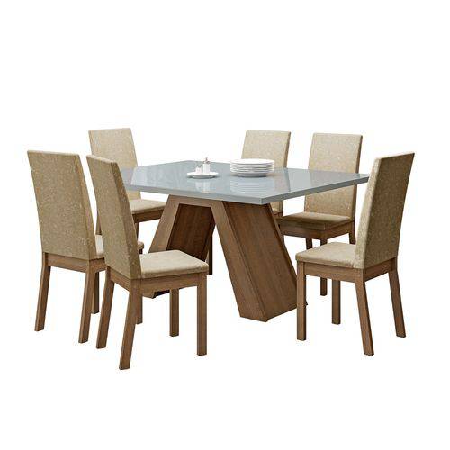 Sala de Jantar Madesa Vênus 6 Cadeiras Rústic e Bronze