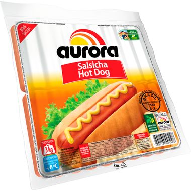Salsicha Hot Dog Aurora Kg Pct. C/ 3 Kg