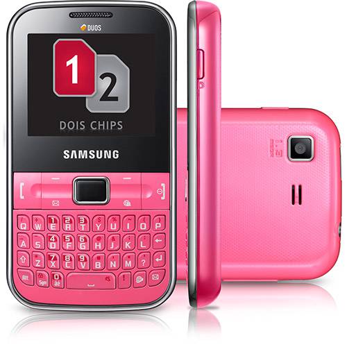 Samsung Ch@t C3222 Desbloqueado, Rosa, Dual Chip, Câmera 1.3MP, MP3 Player, Rádio FM e Cartão de Memória 2GB