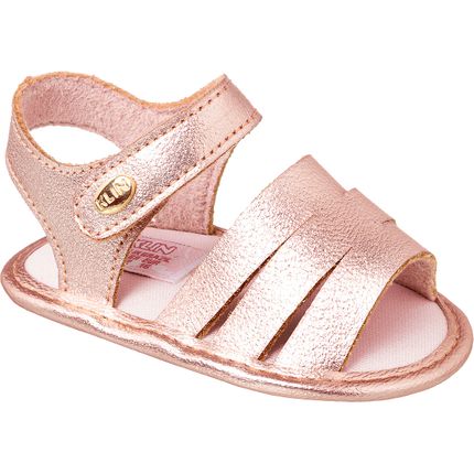 Sandália C/ Velcro para Bebê Ouro Rosa - Klin