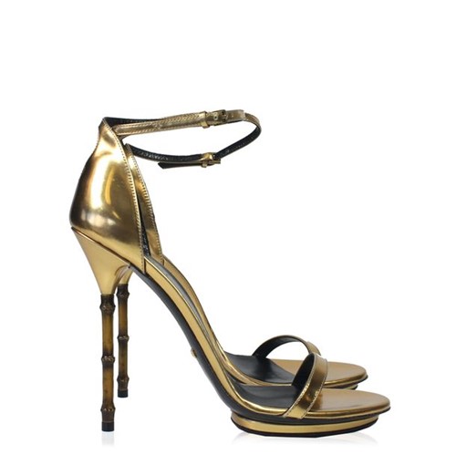 Sandália Gucci Couro Dourada