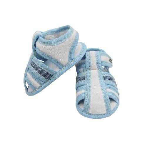 Sandália Masculina Bebê Branca e Azul Claro com Velcro