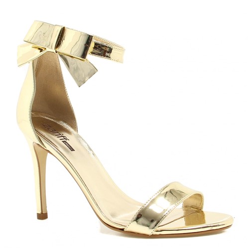 Sandália Salto Fino Zariff Shoes Metalizado Dourado