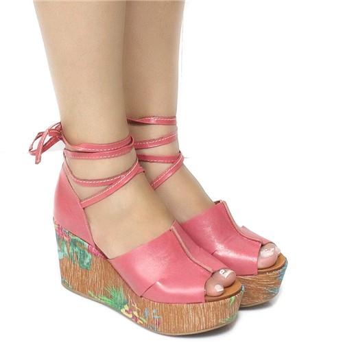 Sandália Zariff Shoes Anabela Lace Up Rosa