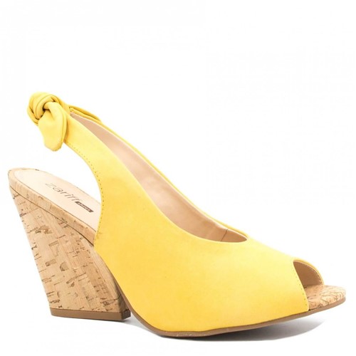 Sandália Zariff Shoes Anabela Laço Amarelo
