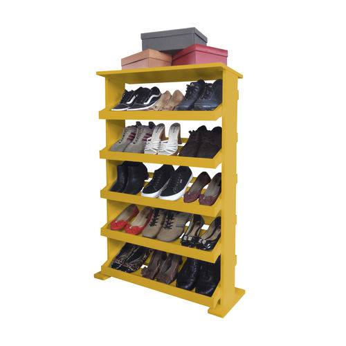 Sapateira de Piso Chão para Closets e Quartos 15 Pares Sapatos - Amarelo Laca