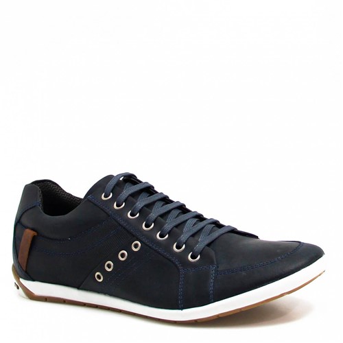 Sapatênis Casual Zariff Shoes Couro Azul