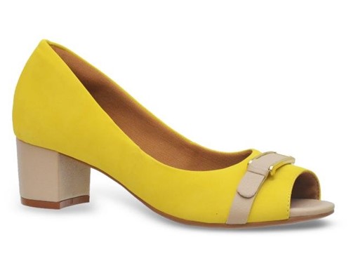 Sapato Cadiles Salto Baixo Amarelo