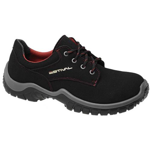 Sapato de Segurança em Microfibra Estival Work Energy de Amarrar Comfort - Preto e Vermelho