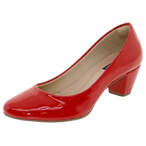 Sapato Feminino Salto Baixo Vermelho Bárbara Krás - 556717279