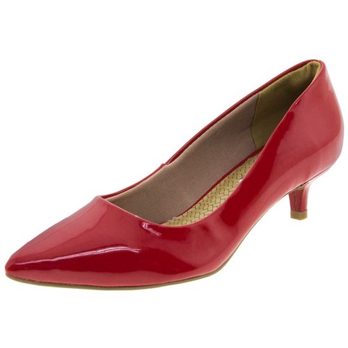 Sapato Feminino Salto Baixo Vermelho Via Marte - 184201