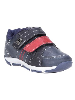 Sapato Klin Infantil para Bebê Menino - Azul Marinho/vermelho