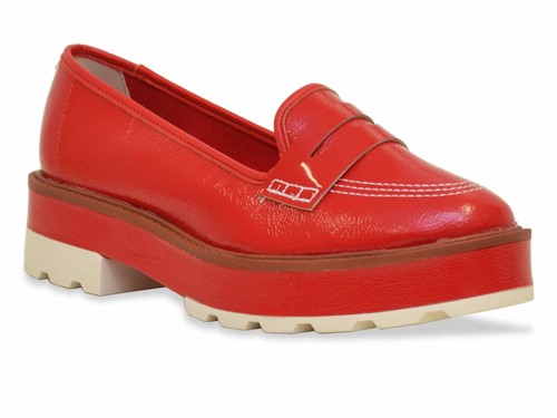 Sapato Moleca Oxford Tratorado Vermelho