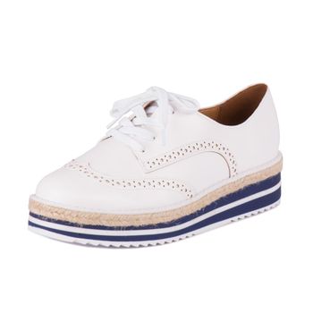 Sapato Oxford Vizzano Flatform Branco/Marinho 39