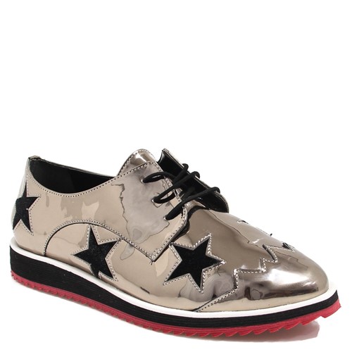 Sapato Oxford Zariff Shoes Metalizado Estrelas Preto